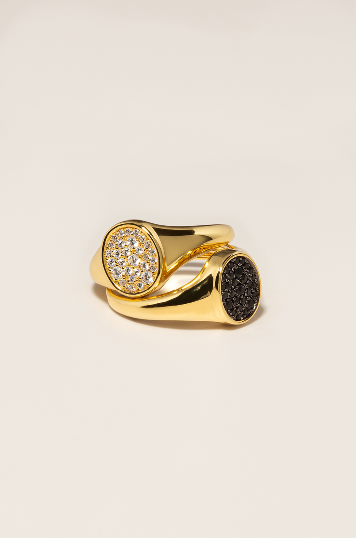 Ringe aus recyceltem 925/- Sterlingsilber, 18 Karat Vergoldung mit Zirkonia-Steinen